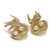 Antique 14K Gold Birds Nest Screw Back Earrings