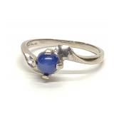 14K White Gold Cabochon Star Sapphire Ring sz 6