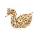 10K Yellow Gold Swan Necklace Pendant