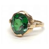Art Deco 10K Baskin Bros Green Spinel Ring sz 6.5
