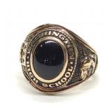 1970 10K Gold & Onyx Washington HS Class Ring sz 7