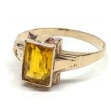 10K Yellow Gold Citrine Emerald Cut Ring (sz 4.75)