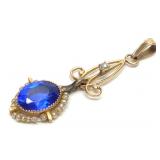Victorian 10K Gold Seed Pearl Lavalier Pendant