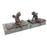 Pr of Ernest J. Ferrand Signed Bronze Sculptures