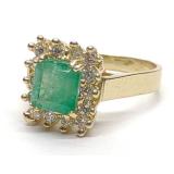14K Yellow Gold Lab Emerald Ring (sz 6.75)
