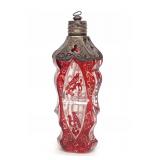 Antique Silver Mounted Ruby Glass Perfume Bottle