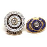 (2) 14K Gold & Diamond Service Pins