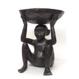 Patinated Bronze Monkey Holding Bowl Sculpture