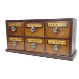 Antique 6 Drawer Apothecary Cabinet w/ Labels