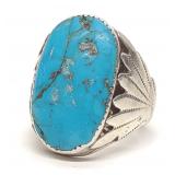 Zuni RLB Leekya Sterling & Turquoise Ring sz 11