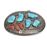 Effie Calavaza Zuni Sterling Turquoise Belt Buckle