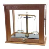 Antique Scientific Balance Scale in Wood Case