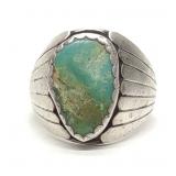 Sam Arviso Navajo Sterling Turquoise Ring sz 12.75