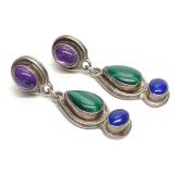 Roie Jaque Navajo Signed Sterling Silver Earrings