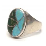 Zuni ELB Sterling Silver & Turquoise Ring sz 12.25