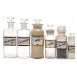 6 Apothecary Label Under Glass Drug Store Bottles