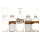 5 Early Apothecary Blown Glass Bottles