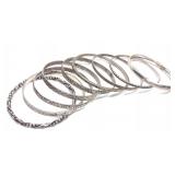 9 Sterling Silver Textured Bangle Bracelets