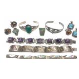 10pc Vintage Mexico Sterling Silver Jewelry