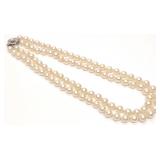 14K Double Strand Pearl 6.7mm Beaded Necklace 14'L