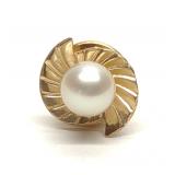 14K Yellow Gold & Pearl (6.5mm) Pin