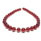 14K Gold Cherry Amber Bakelite Beaded Necklace 21'