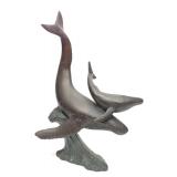 Bronze Humpback Whale & Calf Sculpture 19.5' Tall