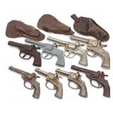8 1920s-30s Cast Iron Western Cap Gun Pistol Toys
