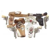 (4) 1950s Western Cap Gun Pistol Toys & 4 Holsters