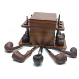 11 Smoking Tobacco Estate Pipes & Humidor Stand