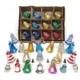 40 Vintage Bell Shaped Glass Christmas Ornaments