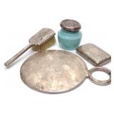 4 pc Antique Sterling Silver Vanity Dresser Set