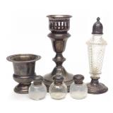 6pc Sterling Silver Weighted Candlestick & Shakers