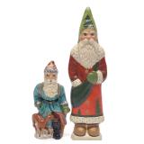 2 Vaillancourt Folk Art Santa Christmas Figures
