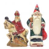 2 Vaillancourt Folk Art Santa Christmas Figures