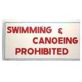 36x18' Painted Swimming & Canoeing Prohibited Sign