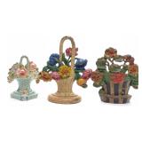 3 Hubley Cast Iron Flower Doorstops #182, 8 & 221