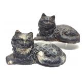 2 Cast Iron Fireside Cat Doorstops
