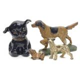 4 Cast Iron Dog Doorstops & Bookends (Incl Hubley)