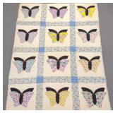 56x75' 1940s Butterfly Applique Pattern Quilt