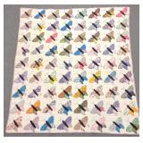 63x70' 1930s Butterfly Applique Pattern Quilt