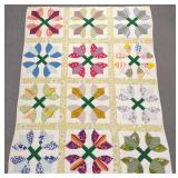 59x78' 1930s Tulip Applique Pattern Quilt