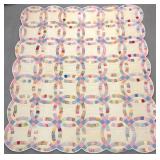 70x82' 1930s Double Wedding Ring Quilt