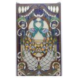 20x34' Stained Glass Panel Kissing Peacocks