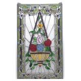 34x20' Stained Glass Panel Flowers in Basket
