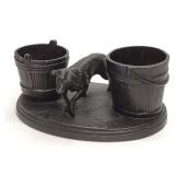 Metal Figural Hunting Dog Match Holder Stand