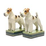 Pair of Takahashi Fox Terrier Dog Ceramic Bookends
