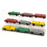 (9) 1950s Line Mar Tin Friction Toy Cars (Japan)