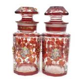 Pair of Antique Bohemian Ruby Pickle Jars