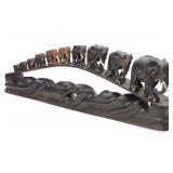 Sri Lanka Ebony Wood Elephant Bridge Sculpture